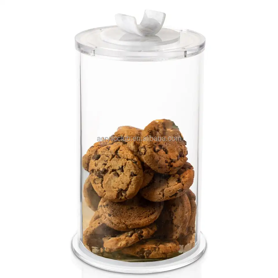 Round Acrylic Cookies Chocolate Container Box Airtight Acrylic Cookie ...