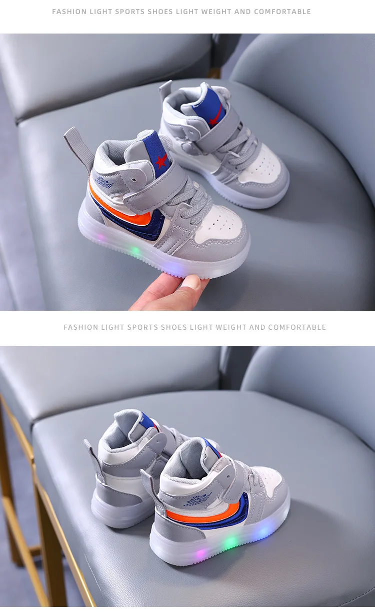 2023 New Sneakers Boys Students Casual High Top Board Shoes Girls Light   Hf801045e249c451e924a98882473d5fbc 