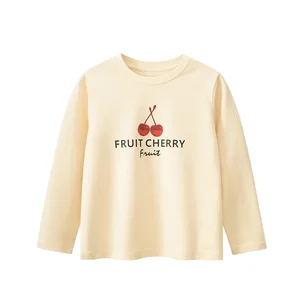 Long Sleeve Cartoon 100%Cotton Material T Shirts Girls Boys Kids Children T-Shirt