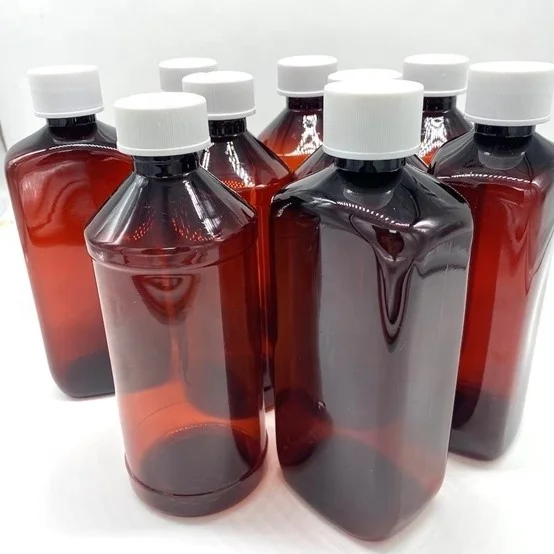 16オンス円筒形琥珀色プラスチックボトル、ウォック医薬品咳止め 