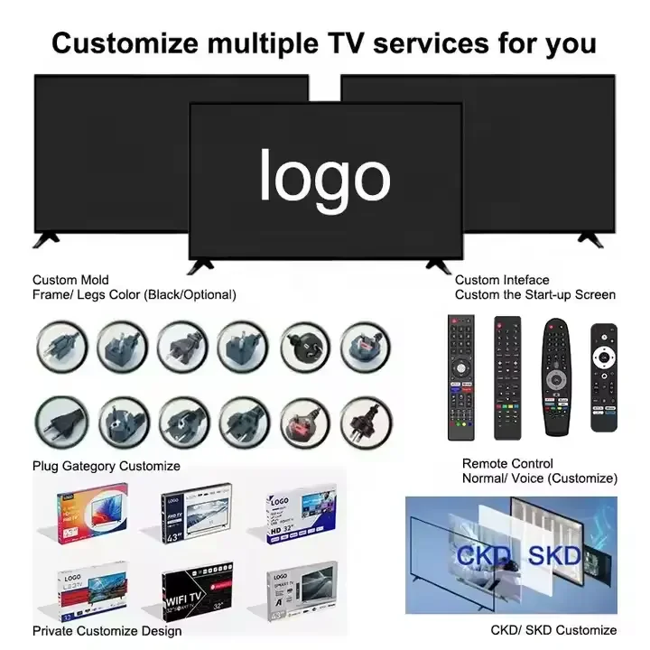 Factory Customized System 40/43/50/55 Inch High Quality Multiple Languages Android Smart LED TV