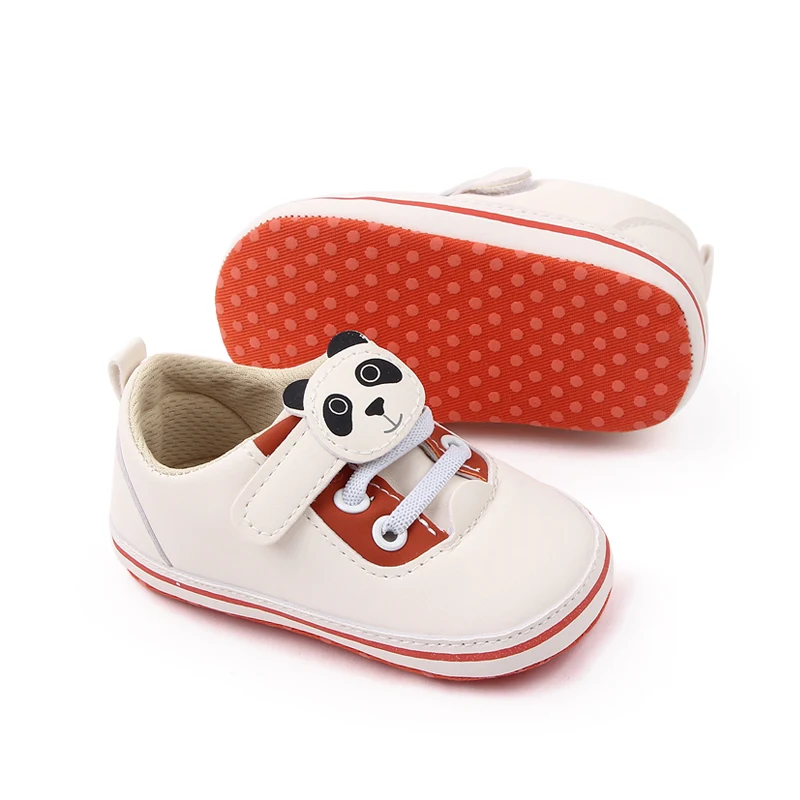 Cute Panada Design Hook&loop Soft Leather PU Baby Toddler Boys and Girls Shoes Newborn Infant Unisex Shoes supplier