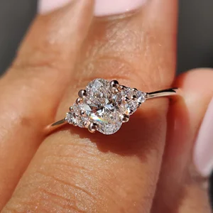 IGI Certified 925 7-Stone Oval Cut Moissanite Diamond Engagement Ring 2.00 Ct VS1-VS2 Clarity Yellow Gold Ethnic Design Prong