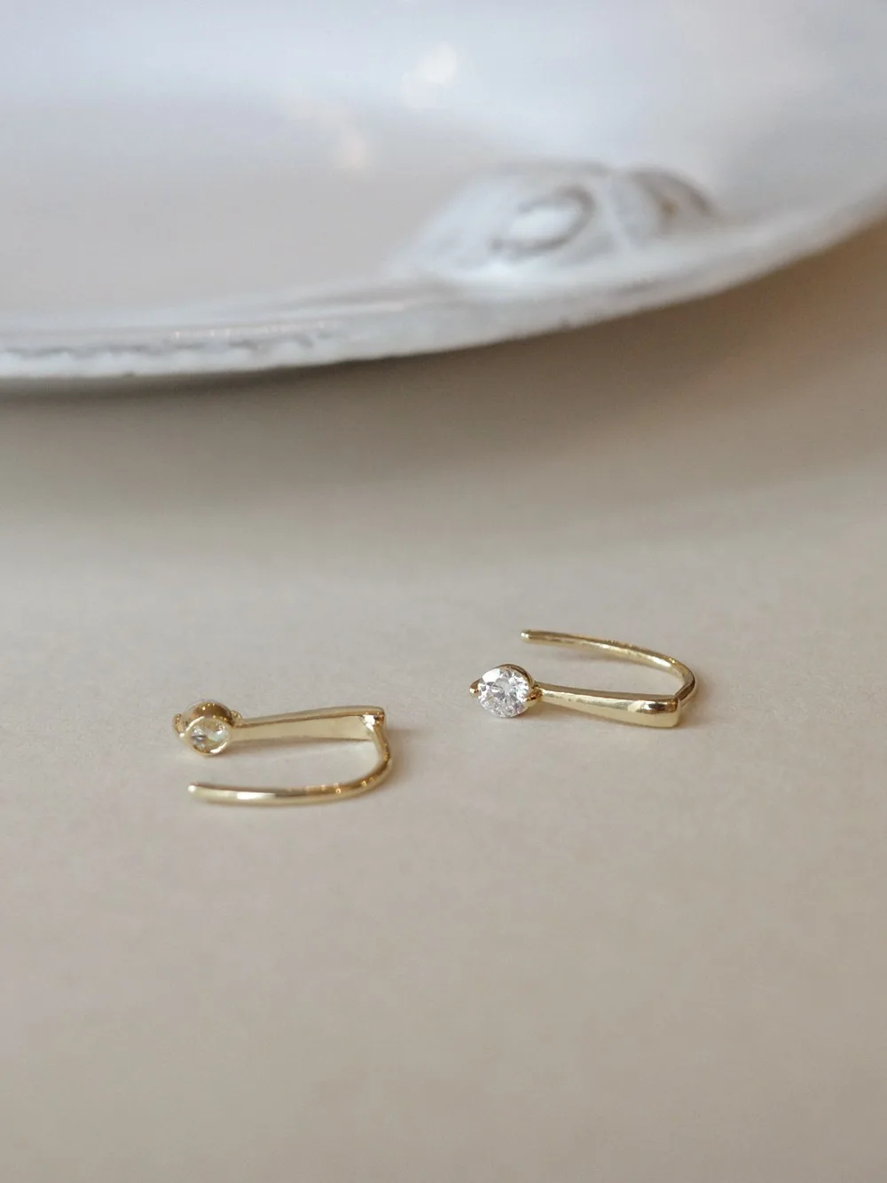 14k Gold Plating Sparkling Zircon Simple Geometry Earrings 925 Sterling Silver Cz Wedding Earrings Jewelry