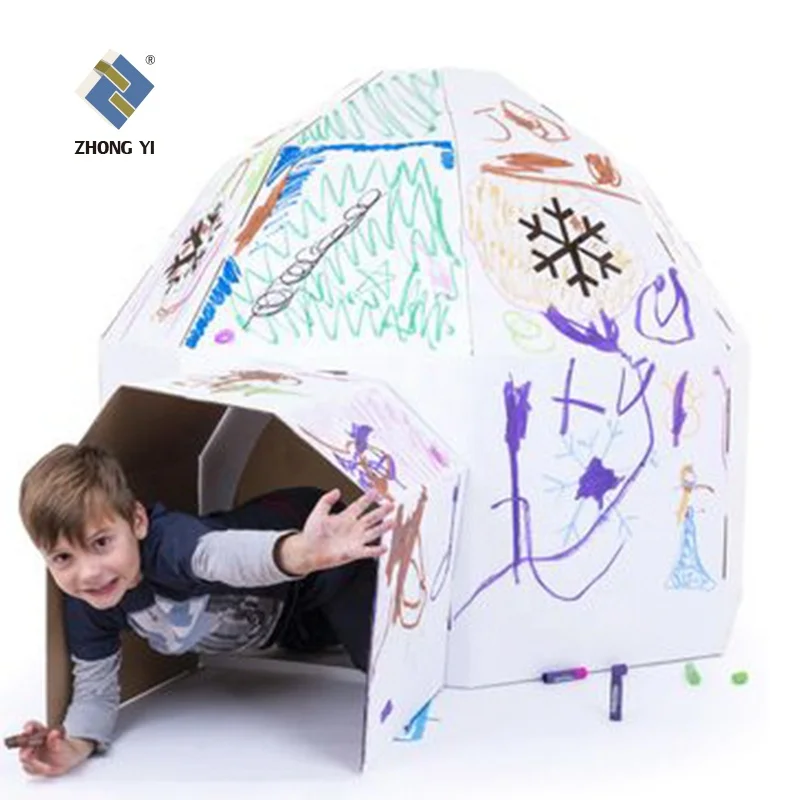 Custom DIY Kids 3d Igloo House Tank Coloring Cardboard House