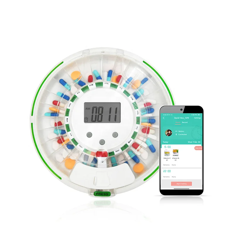 Bluetooth Pill Dispenser Ultimate in Medication Management W/Beep or Voice/Alarm