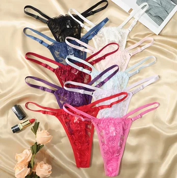 Kid Wearing Thong T Back Underwear Adjustable Waist Band Oem Lace Thong
