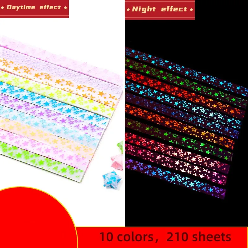 210pcs Lucky Star Folding Paper Strip Pastel Luminous Origami Star