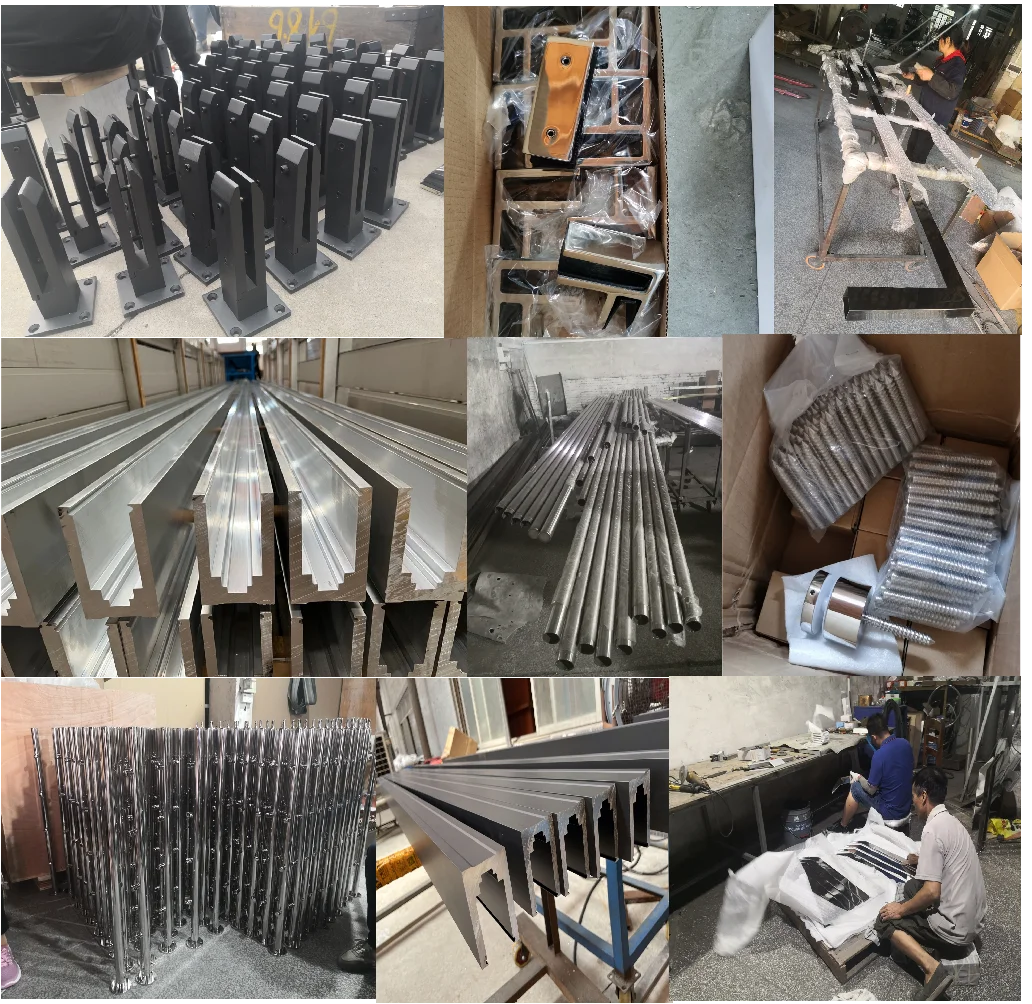 Powder coating new design black steel fence posts of outdoor hot galvanized steel cable deck railing system manufacture