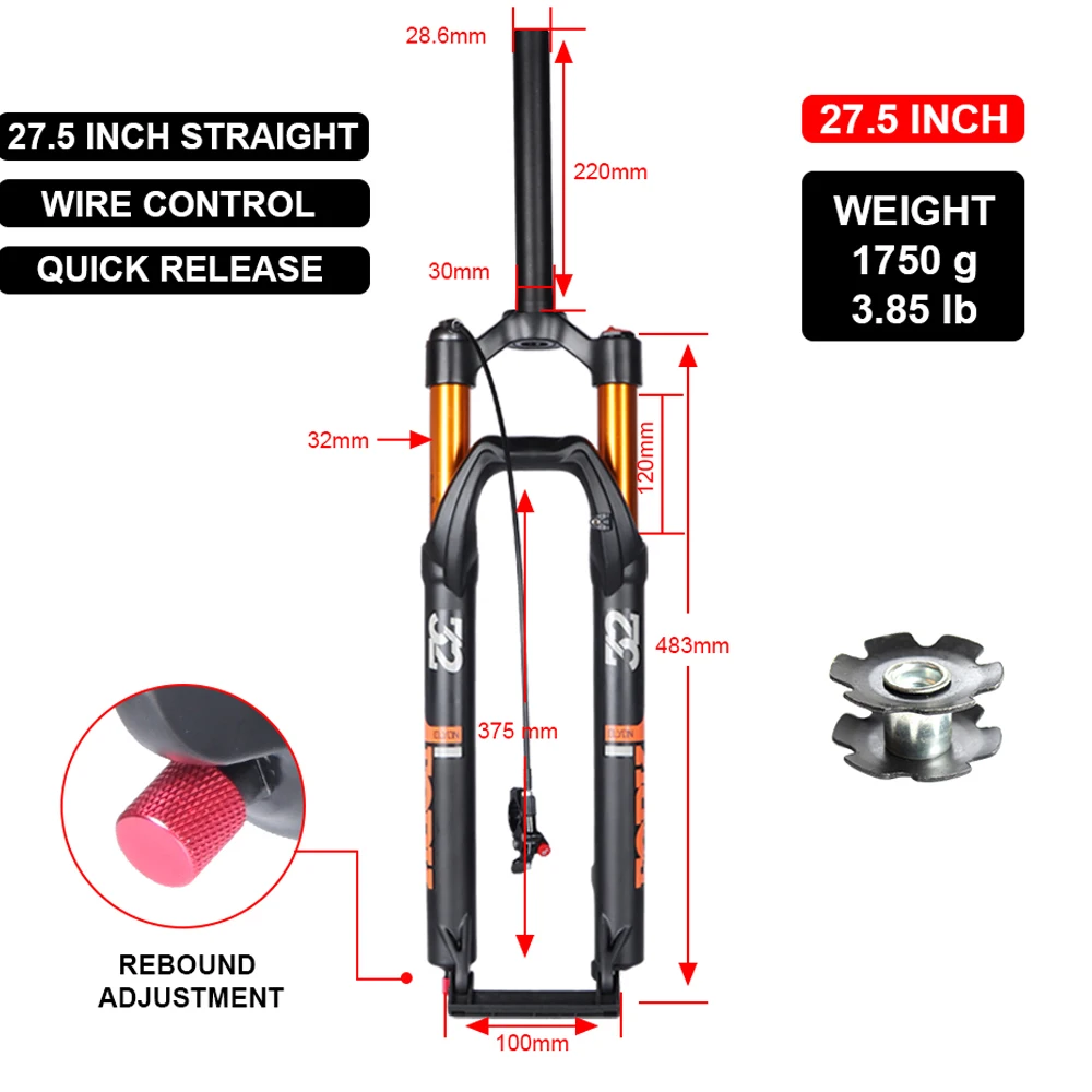 Mtb Air Suspension Front Fork Qr 26/27.5/29 Bicycle Front Fork With