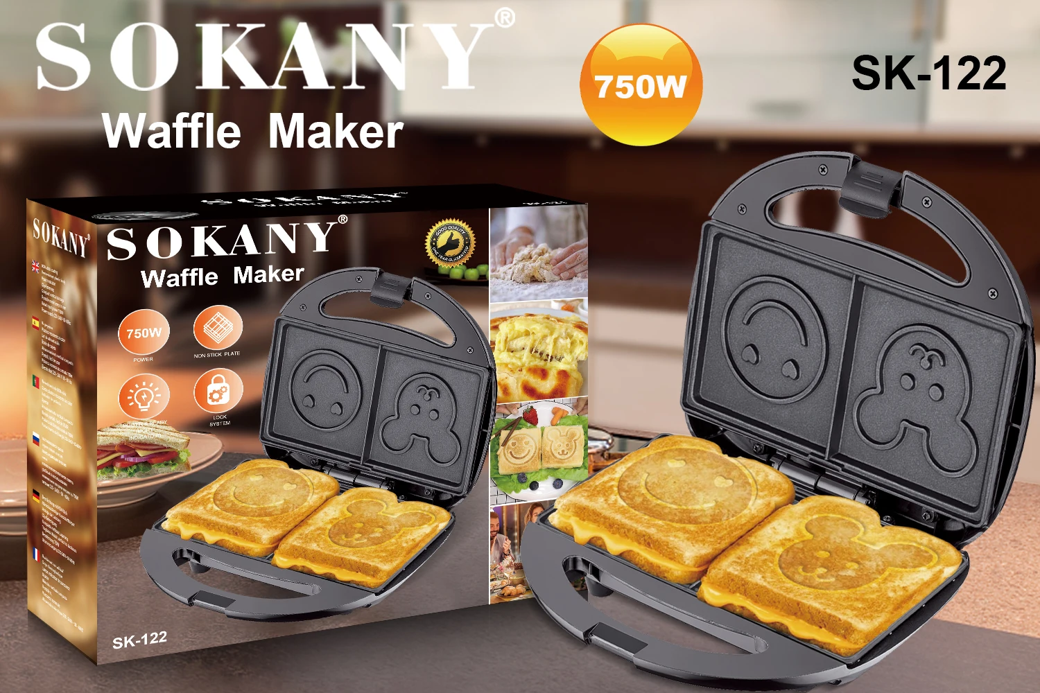 mini waffle maker detachable breakfast sandwich