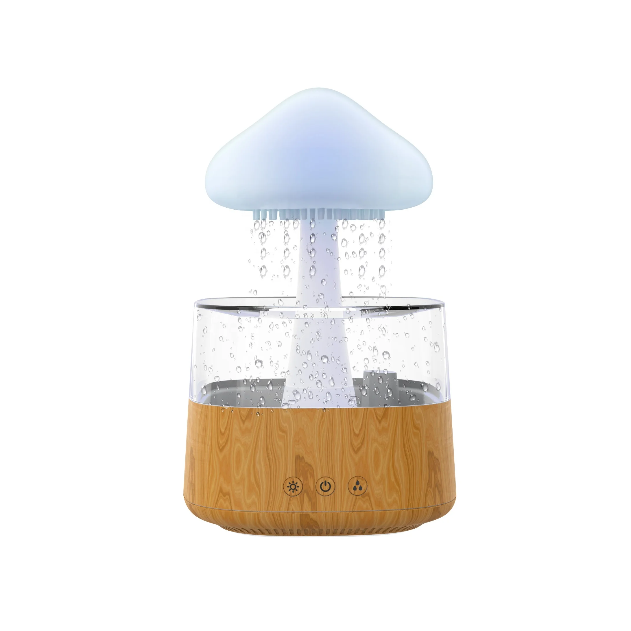 Wooden Color 450ml 7 Color Night Light White Noise with Rain Sounds Rain Cloud Humidifier to Relaxing and to Aid Sleep