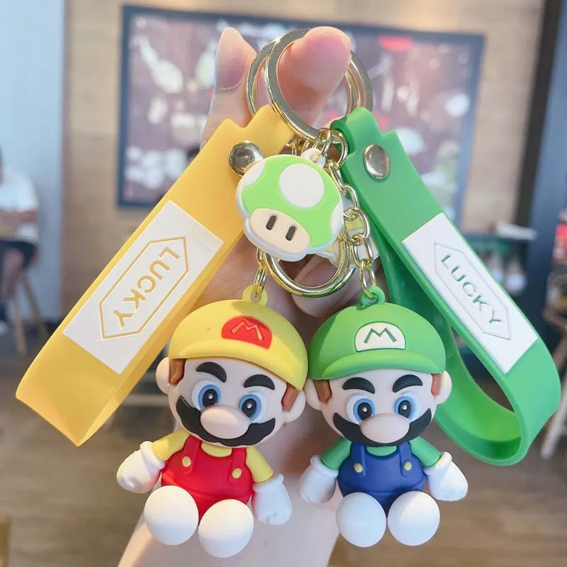2pcs Super Mario Bros MARIO & LUIGI Plush Doll keychain pendant keyring 