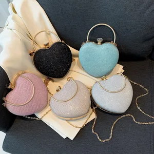 Latest Popular Peach Heart Handbags Luxury Diamond Bags Purses for Female Crossbody Bags Tote Bag for the Party