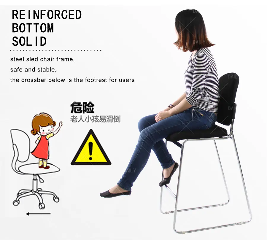 Stackable High Bar Chair With Fabric Cushion Sled Metal Frame Kitchen Dining Chair With Footrest For Counter And Restaurant Bar