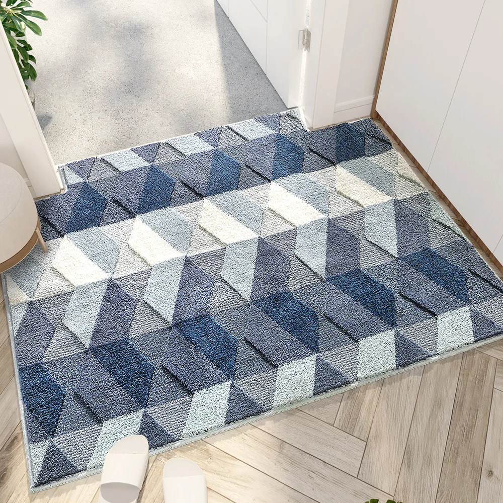 Factory price geometry tufted floor mat Microfiber shower mat polyester long pile bath mat factory