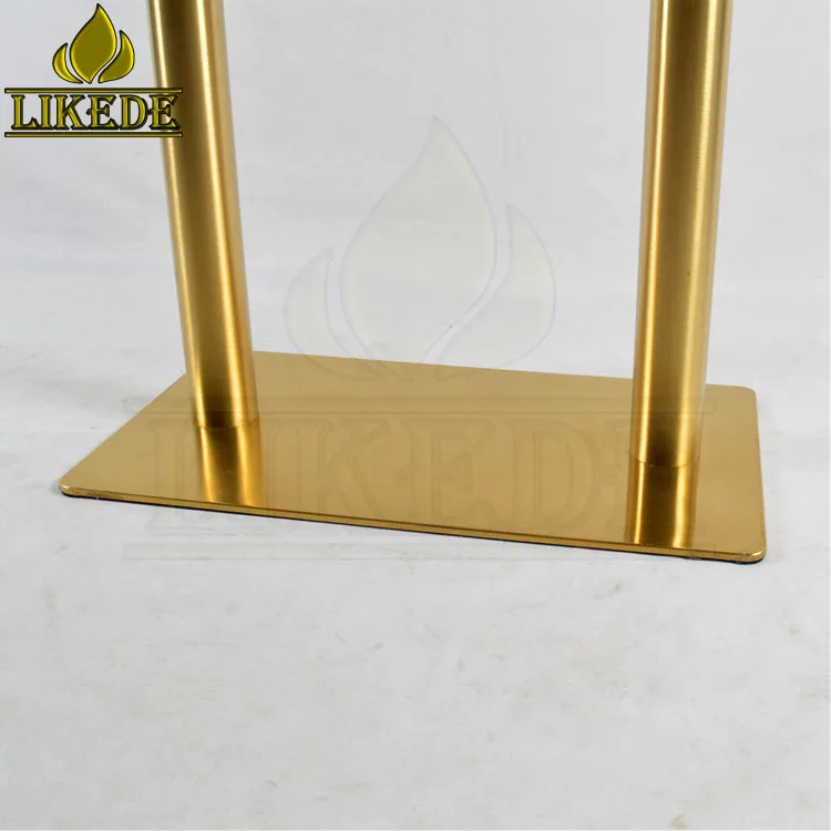 SS304 SS201 Double Column Leg Heavy Duty Adjustable Brushed Gold Stainless Steel Dining Table Base Modern Square Rectangle Chair