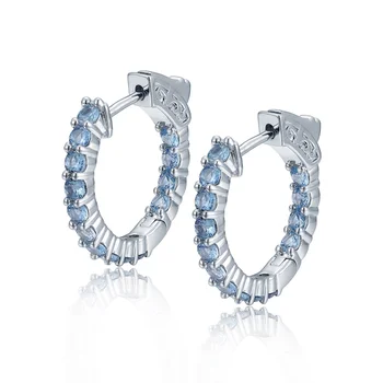 New arrival 925 sterling silver blue topaz Hoop earring for Women