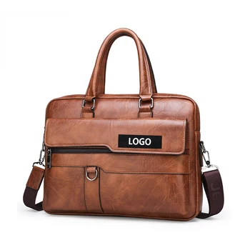 Custom Hot Selling Waterproof Handbags Crossbody Shoulder Travel Business Laptop Bag Mens PU Leather Briefcase Bags For Male