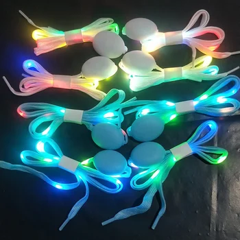Amazon Hot Sale CAIZU Factory Parties Cosply Neon LED Light Up Shoelaces Multicolor Luminous Flashing Shoe Laces With Battery