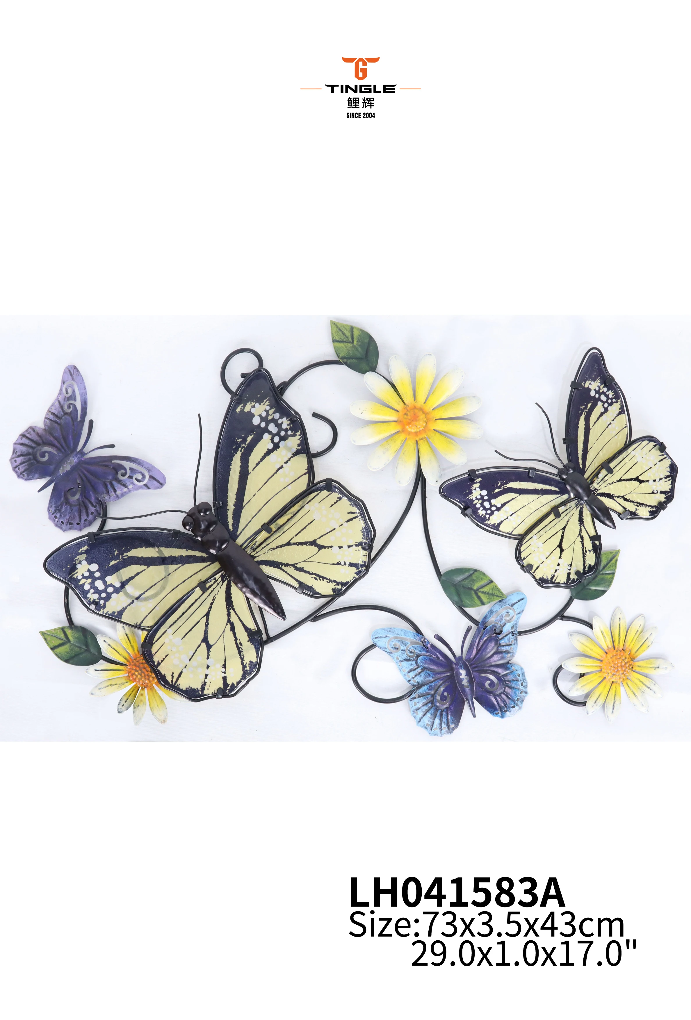 Liffy Wall Sculptures Glass Wall Hanging for Indoor Outdoor Bathroom Bedroom  Metal Butterfly Wall Yellow