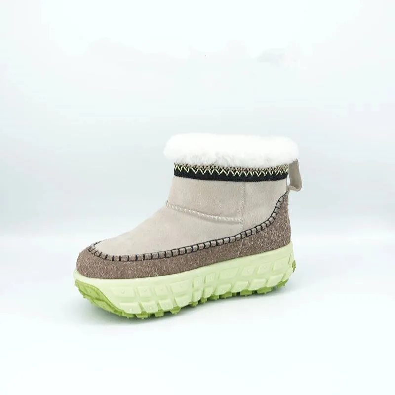 Custom logo Short Boot Winter Warm outdoor Genuine Leather Wool Snow Boots