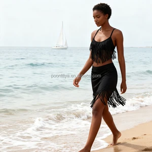 China Manufacturer's Low MOQ Girls Two-Piece Swimsuits with Tassels Bikinis & Beachwear