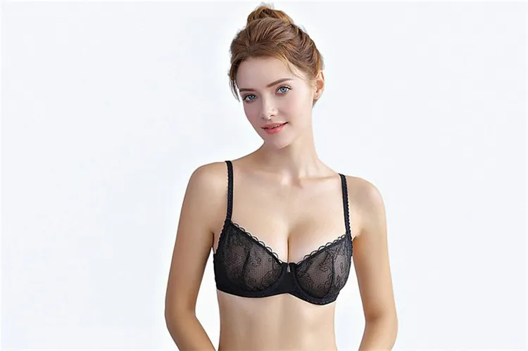 Sheer Sexy Mesh Transparent Unlined Lace Barely There Bra Set –  Cloud2Connect