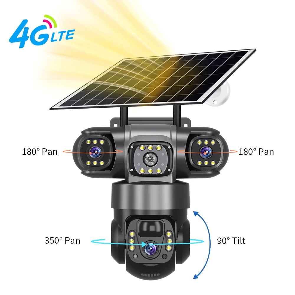 V380pro 6MP Outdoor PTZ Solar Security Camera - 4G Connectivity