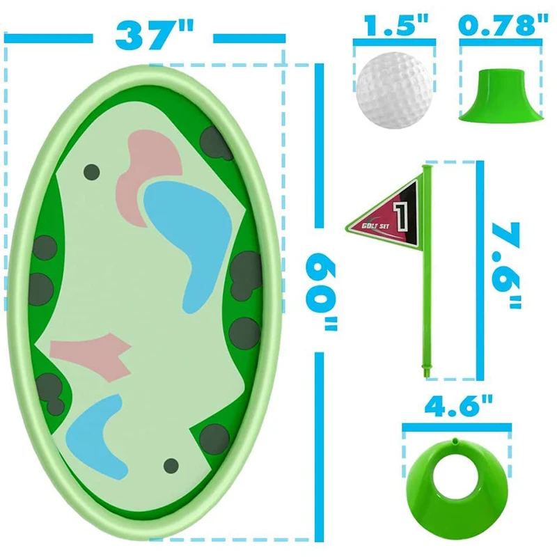 62" Inflatable Floating Swimming Pool Golf Game Mat Toy For Family