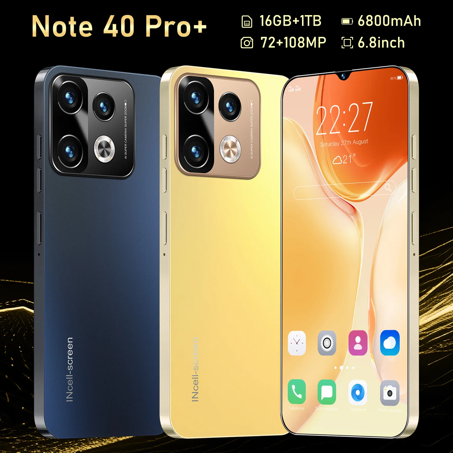 Global Version Infinix NOTE 40 PRO 5G  6.8 Inch Resolution Real Perforated Real Vice Screen Android New Foreign Trade Smartphone