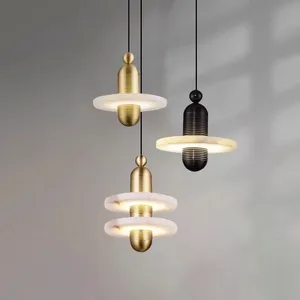 Designer Minimalist Luxury Marble Pendant Light Simple Modern Bedside Chandelier for Bedroom Bar Restaurant for Study Single