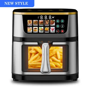 10L Classic Square Oil-Free Electric New Style 10-in-1 LCD Touch Screen Stainless Steel Air Fryer for Household Healthy Cooking