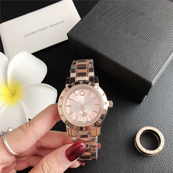 Original Designer Luxury Lady Hand Watch Moissanite All Stainless Steel Band Waterproof Wrist Quartz Watches Women Alloy Leather