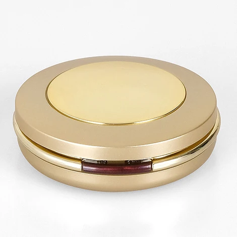 53mm pan gold round empty compact powder case for face powder