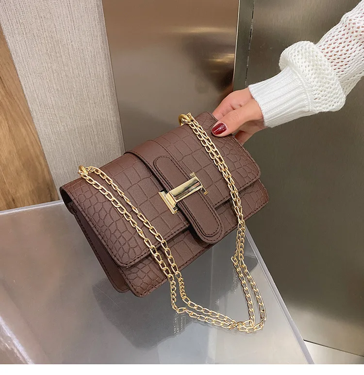 2023 Chic Crocodile Print Leather Shoulder clutch purse handbag Women Trendy Ladies Alligator 2023 mini fashion bag