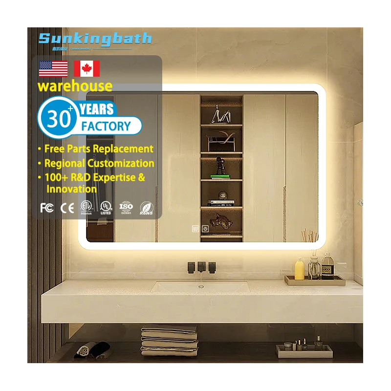 Hotsale Backlit Smart Sensor Touch Mirror Decoration Wall Mounted Mirror Defogger Led Bathroom Mirror With Led Light