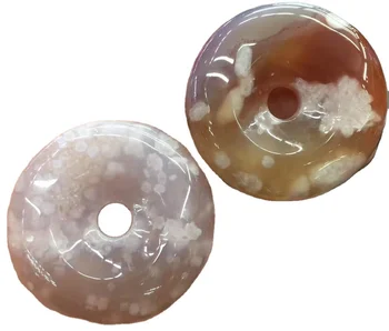 Sakura agate donuts beads make wholesale Natural Moss Agate Donuts