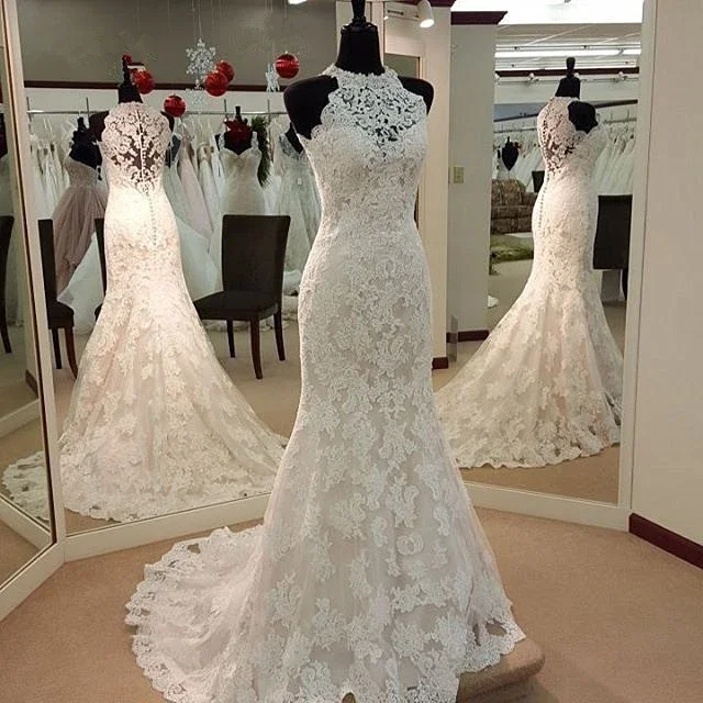 Vestido De Novia Sin Mangas De Cuello Alto,Vestidos De Encaje De Talla  Grande De Sirena,Vestidos De Novia De Turquía Y Estanques - Buy Vestidos De  Boda Turquía Estambul,Les Trajes Mariees,Vestido De Boda