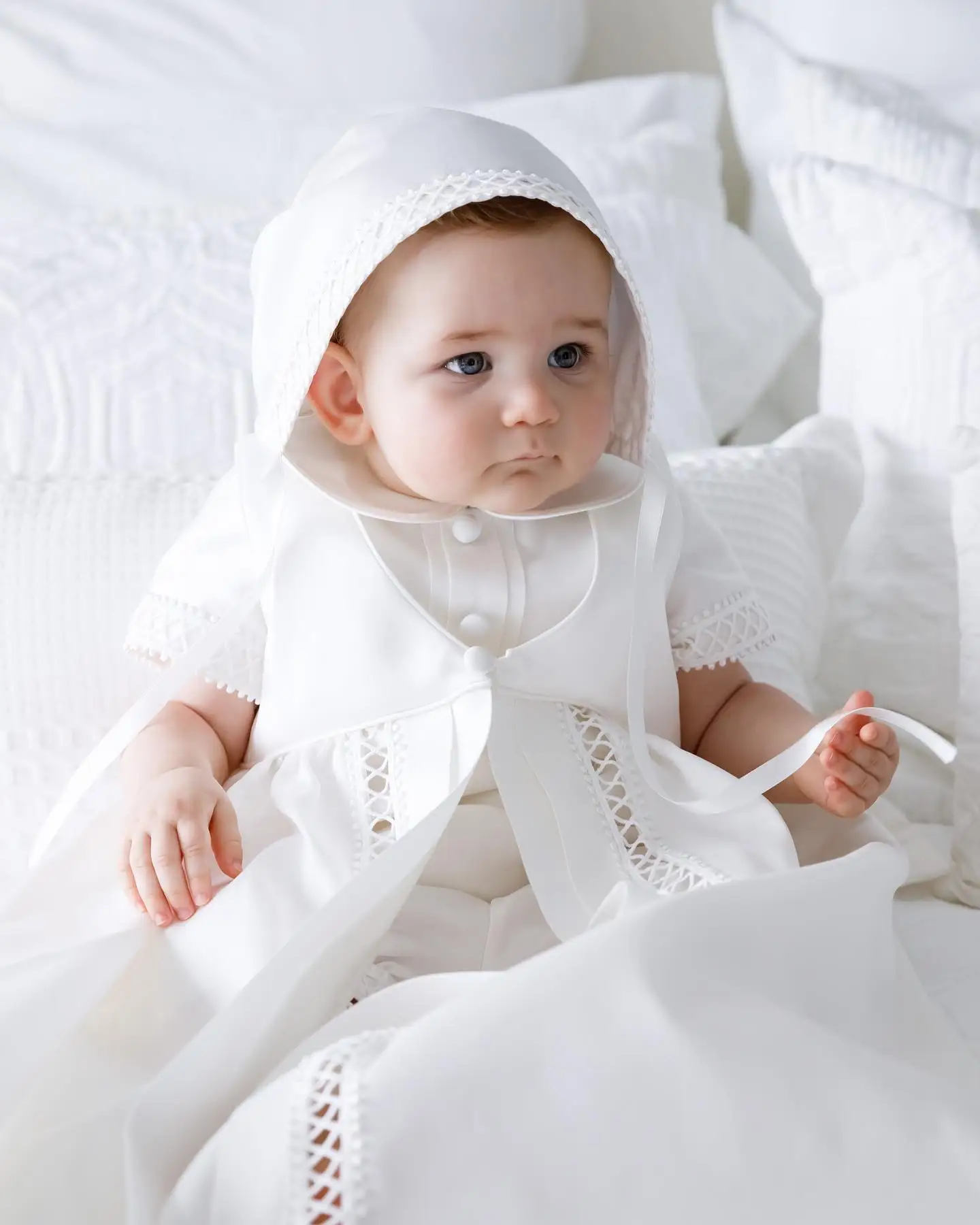 2 Pcs Set Boys Lace Mikado Christening Dress Baby Boy Romper Set With Cape Christening Outfit