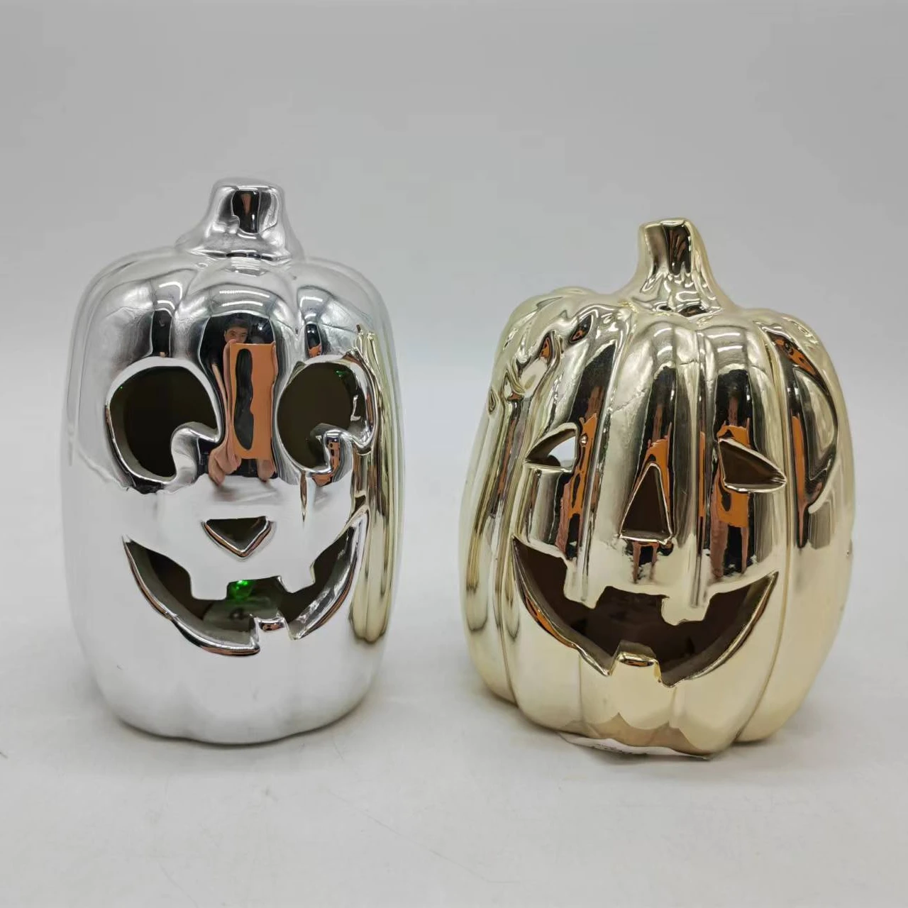 Handmade personalized luxury ceramic mini pumpkin lights wholesale decoration light up christmas ornaments