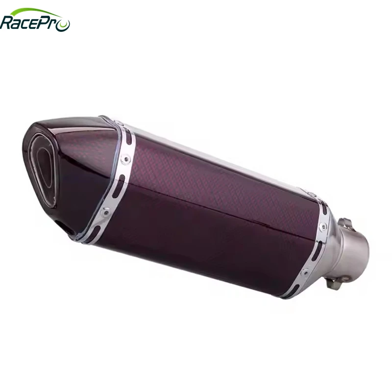 RACEPRO RP0520-1056 51mm Motorcycle Exhaust Double Hole Muffler Stainless Steel Universal for Harley BMW Yamaha Honda