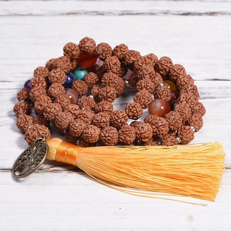 Factory Long Tassel Necklaces Bead Necklace Sweater Neck Jewelry Chakra  Mala Prayer Beads 108 Meditation Rudraksha Beads