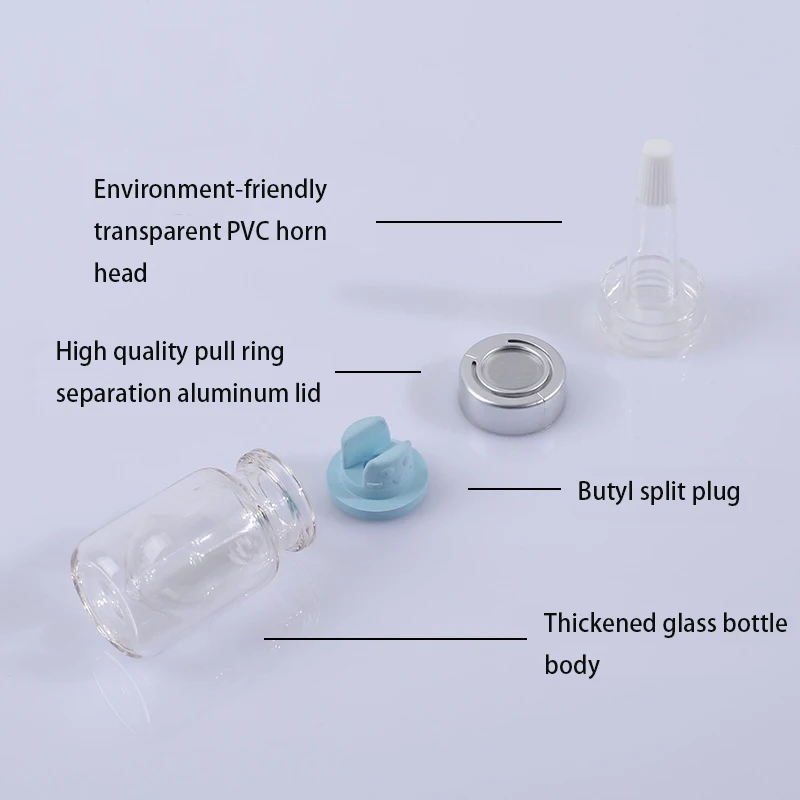 3ml 5ml Flip Top Tear off Aluminium Lid Pharmaceutical Serum Dual Chamber Glass Vials With Rubber Stopper