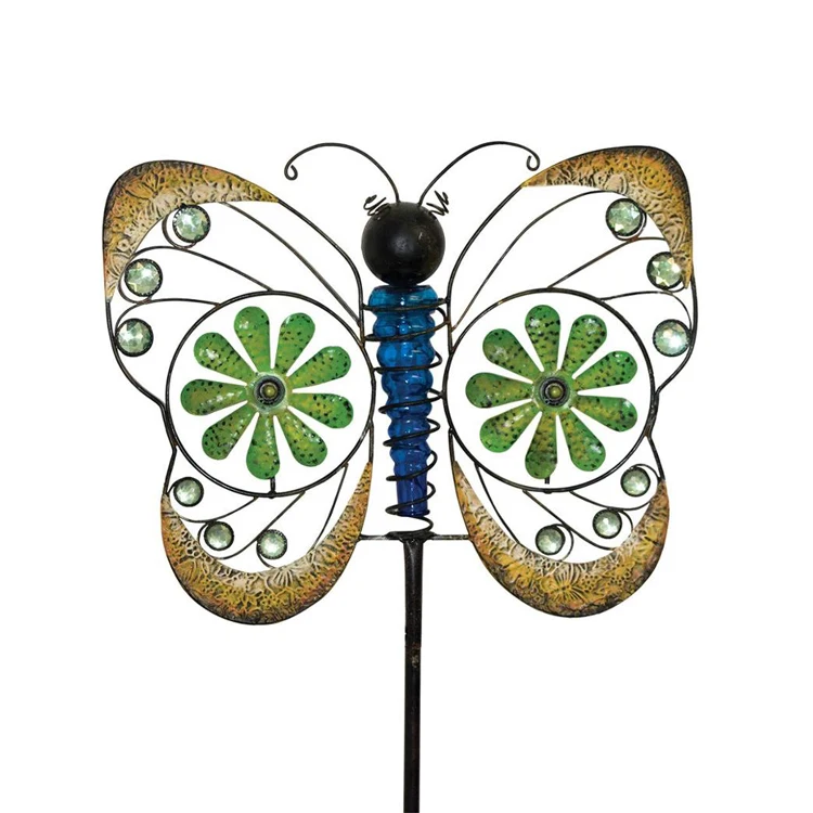 Type Jeweled Butterfly Metal Wind Spinner Everyday Yard Stake Gift Metal Wind Sculptures As picture showed