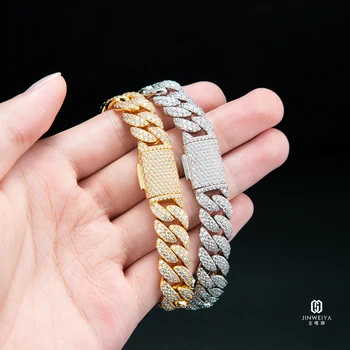 Hip Hop Bracelet Bangles Diamond Luxury Zircon 14k Gold Cuban Link Chain Iced Out Bracelet