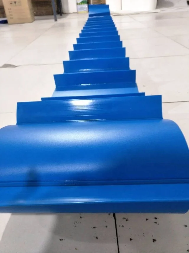 Blue PVC Conveyor Belts Width Cleats PVC Cleated Belt