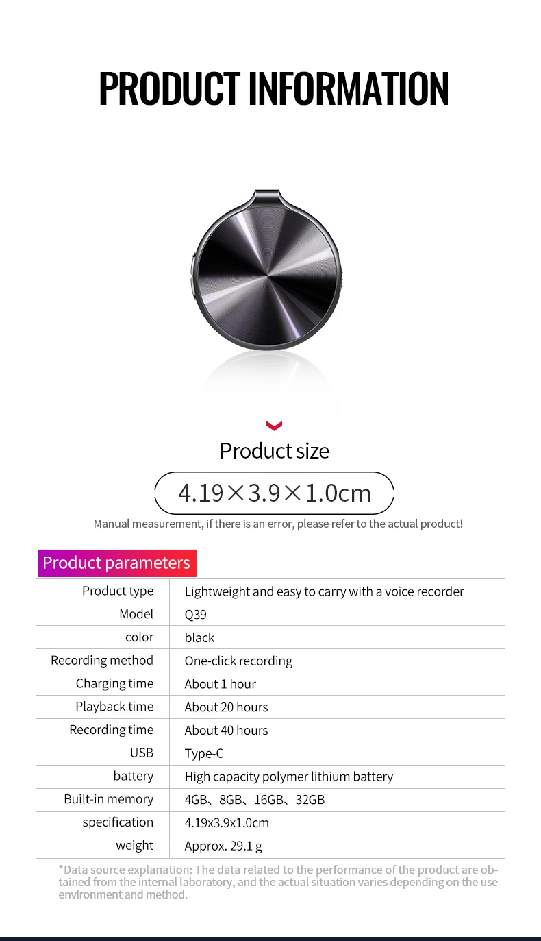Mini Voice Recorder Small Voice Activated Recorder Audio Recording Device Digital Voice Recorder Q39