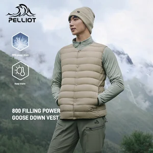 Pelliot Men's Casual Outdoor Waistcoat 800 Filling Jacket A/W Lightweight Warm Mountaineering Windproof Ribs Outer Wear Suits