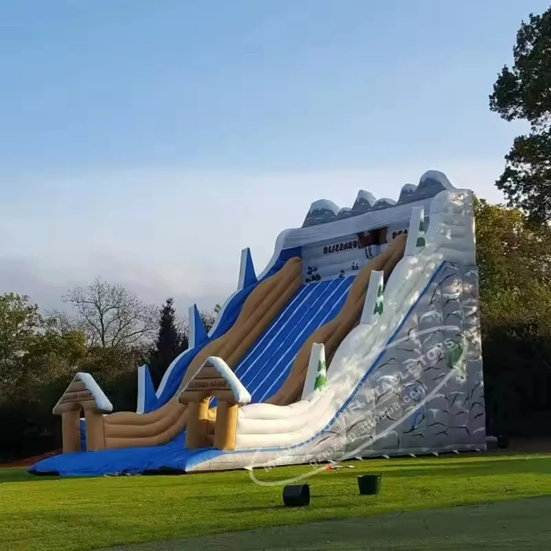 Outdoor Inflatable Castle with Dry Slide Snow Tubes Tobogan Bouncer Park Toy-Fun Sleds and Tubes for Kids